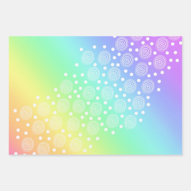 Rainbow with Fun Circles Wrapping Paper (Front)