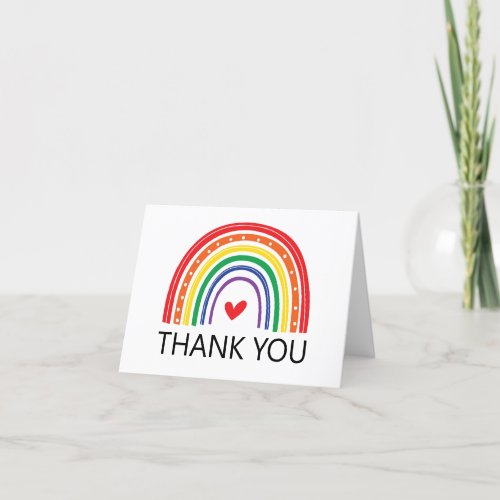 Rainbow with heart thank you card