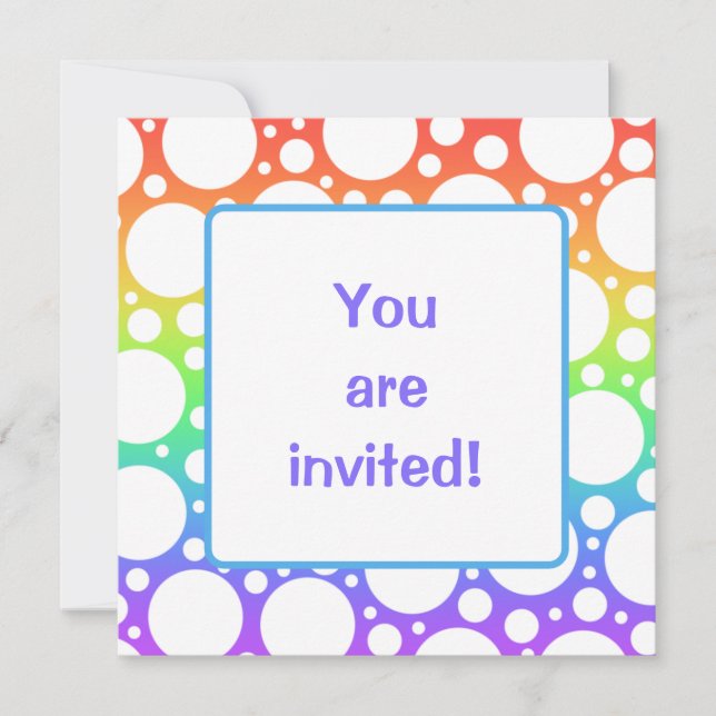 Rainbow with Polka Dots Blank Invitation (Front)