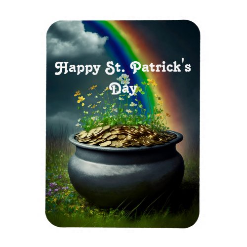 Rainbow With Pot Of Gold Flexible Magnet