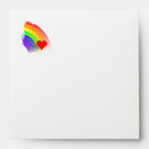 Rainbow With Red Heart Envelope