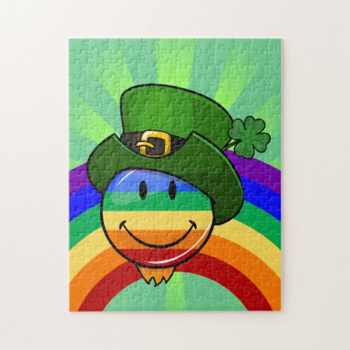 Rainbow with St Patricks Day Hat Jigsaw Puzzle