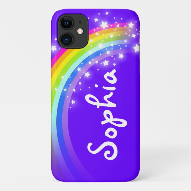 Rainbow with stars purple violet sky custom Case-Mate iPhone case (Back)