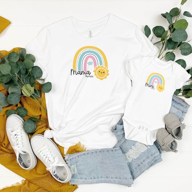 Rainbow With Sun Mama Mini Matching  Baby Bodysuit (Creator Uploaded)