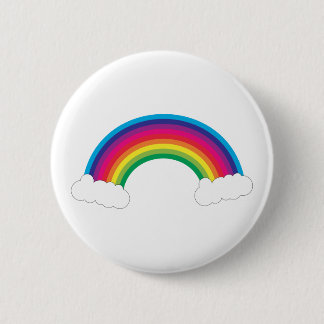 Rainbow with White Clouds Cute Pinback Button