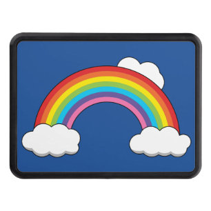 Rainbow with White Clouds Hitch Cover