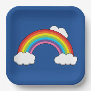 Rainbow with White Clouds Paper Plates