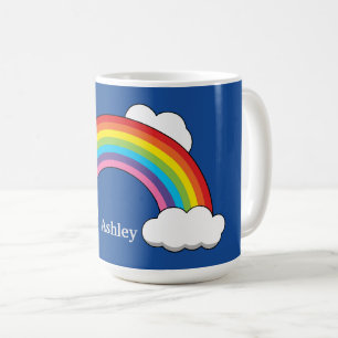 Rainbow with White Clouds Personalize Coffee Mug