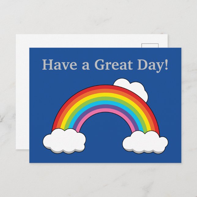 Rainbow with White Clouds | Personalize Holiday Postcard (Front/Back)