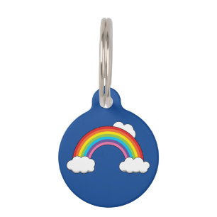 Rainbow with White Clouds   Personalize Pet ID Tag
