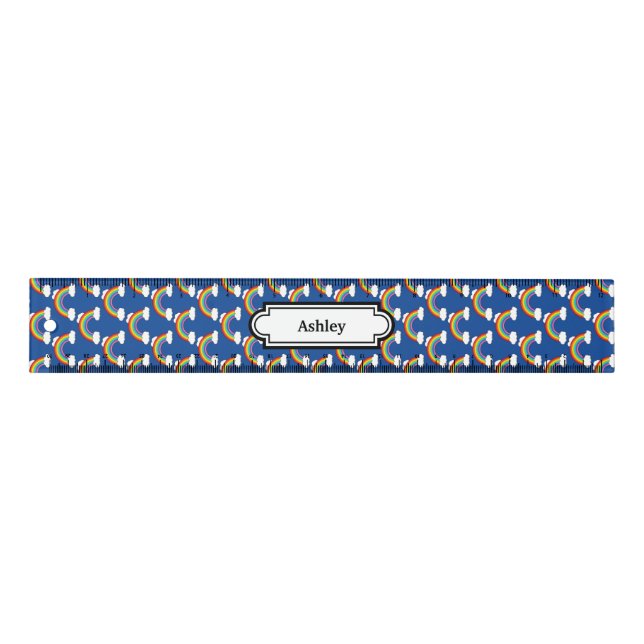 Rainbow with White Clouds | Personalize Ruler (Front)