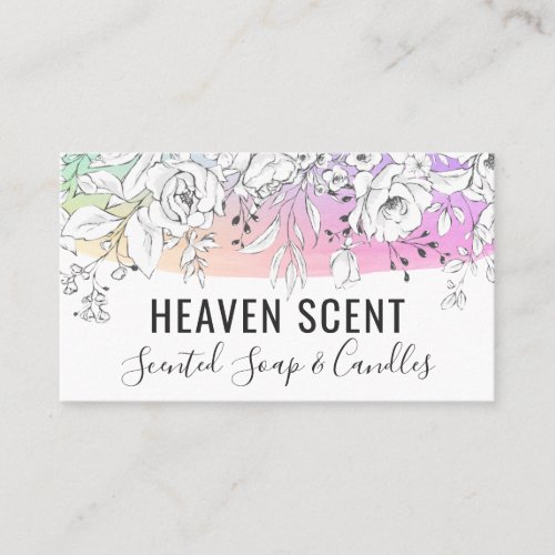Rainbow With White Rose Scented Soap And Candle Business Card