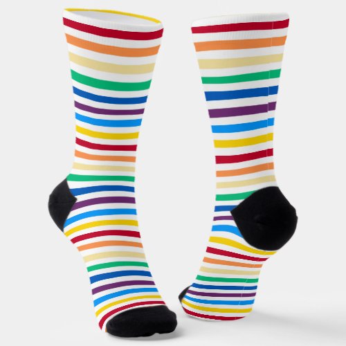 Rainbow With White Stripes Colorful Socks