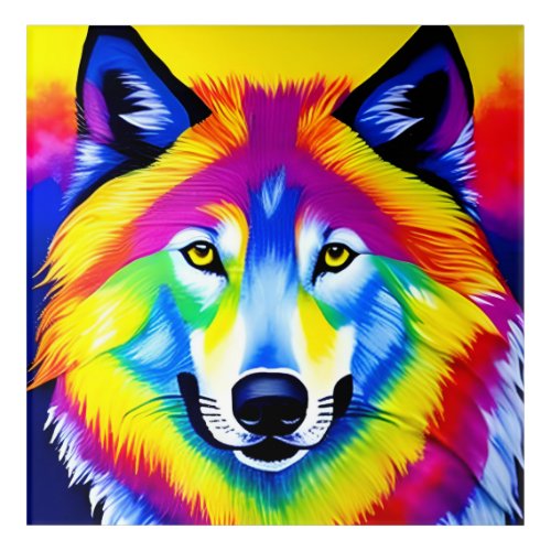 Rainbow Wolf Acrylic Wall Art