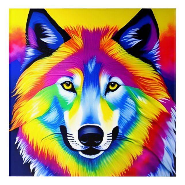 Rainbow Wolf Acrylic Wall Art (Front)