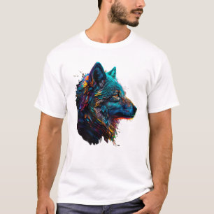 Rainbow Wolf Animal Colorful Graphic T-Shirt