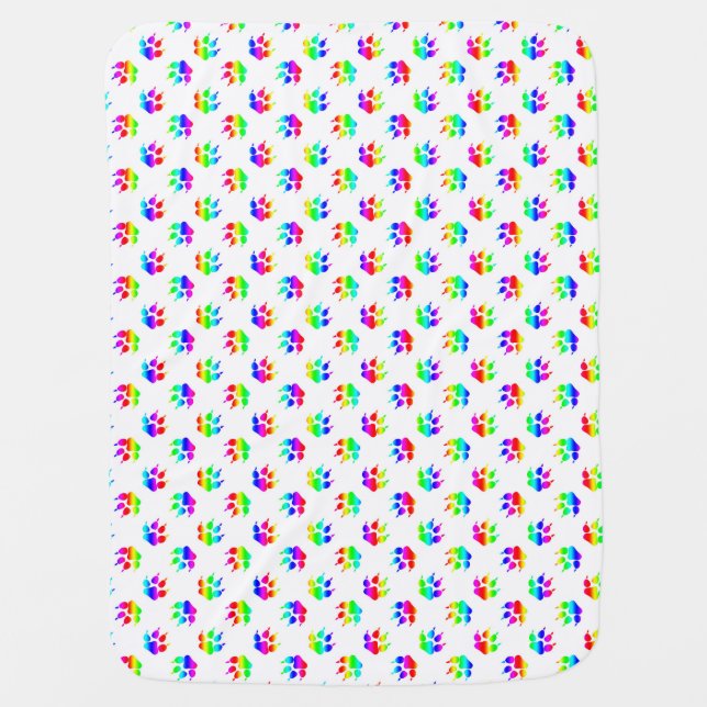 Rainbow Wolf Paw  Baby Blanket (Front)