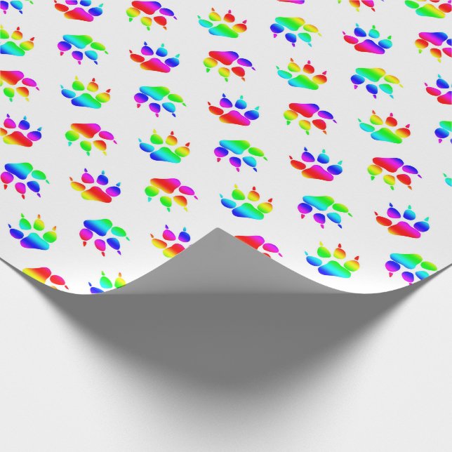 Rainbow Wolf Paw Wrapping Paper (Corner)