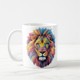 Rainbow Wolf Watercolor Portrait Coffee Mug