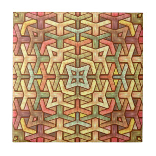 Rainbow Wood Inlay Ceramic Tile
