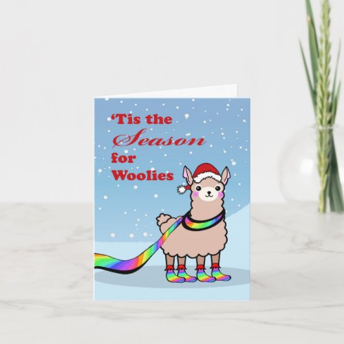 Rainbow Woolies Llama Drama Gay Pride Christmas Card