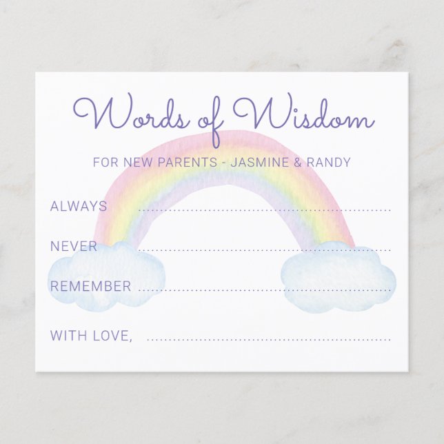 Rainbow Words of Wisdom New Parents Baby Shower (Front)