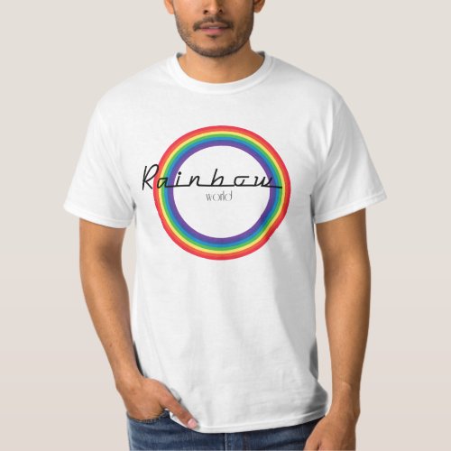 Rainbow World Logo Basic Mens White T_Shirt