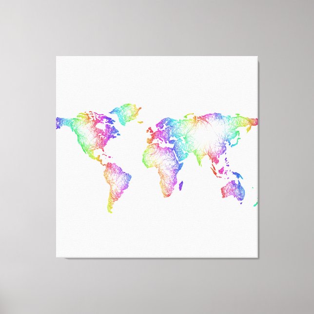 Rainbow World map Canvas Print (Front)