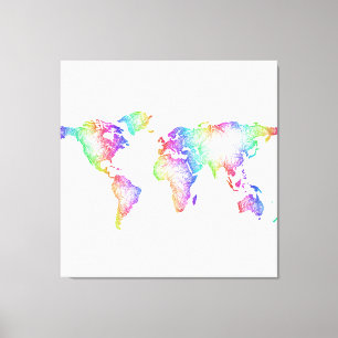 Rainbow World map Canvas Print