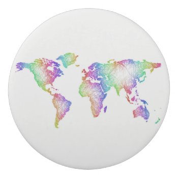 Rainbow World Map Eraser by ZYDDesign at Zazzle