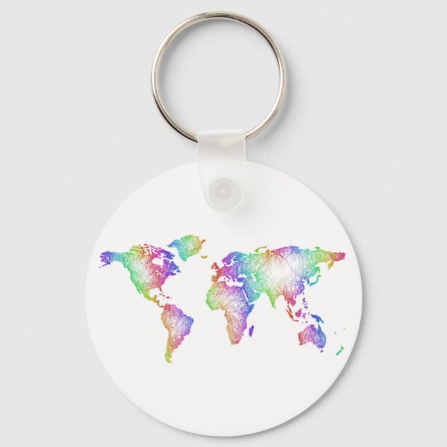 Rainbow World map Keychain (Front)