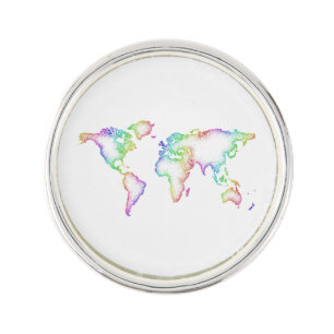 Rainbow World map Lapel Pin