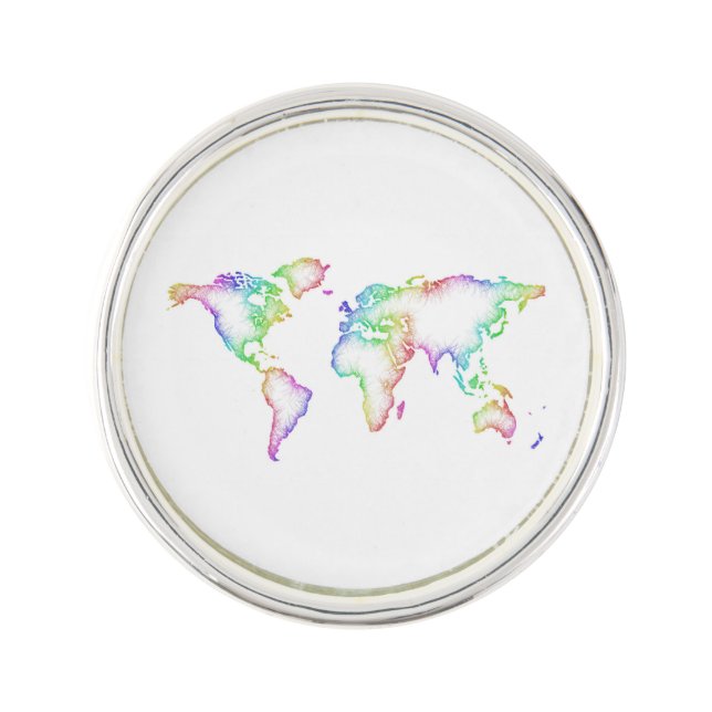 Rainbow World map Lapel Pin (Front)