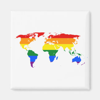 Rainbow World Map Magnet
