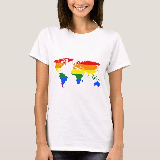 Rainbow World Map T-Shirt (Front)