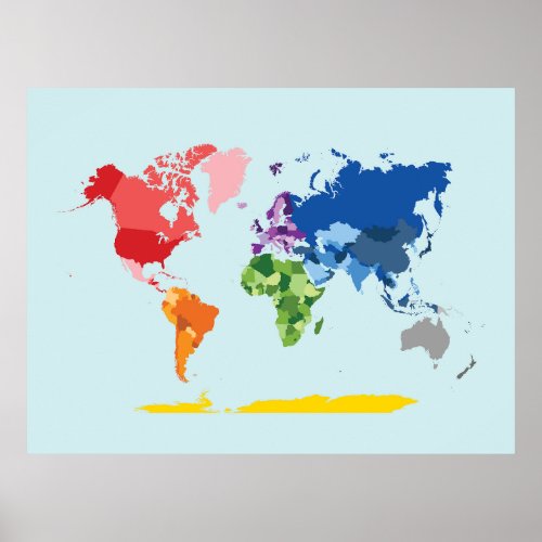 Rainbow World Map Wall Art Poster