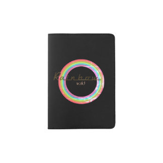 Rainbow World Pastel Logo Black Passport Holder