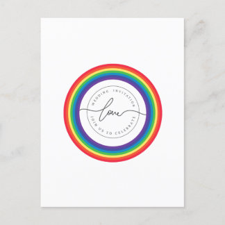 Rainbow World Wedding Announcement Postcard