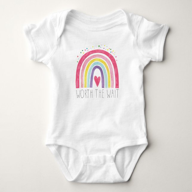 Rainbow Worth The Wait Baby Bodysuit (Front)
