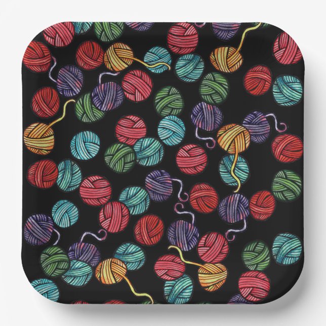 Rainbow Yarn Balls Pattern                         Paper Plates (Front)