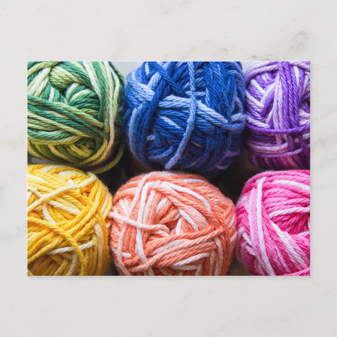Rainbow yarn postcard Zazzle