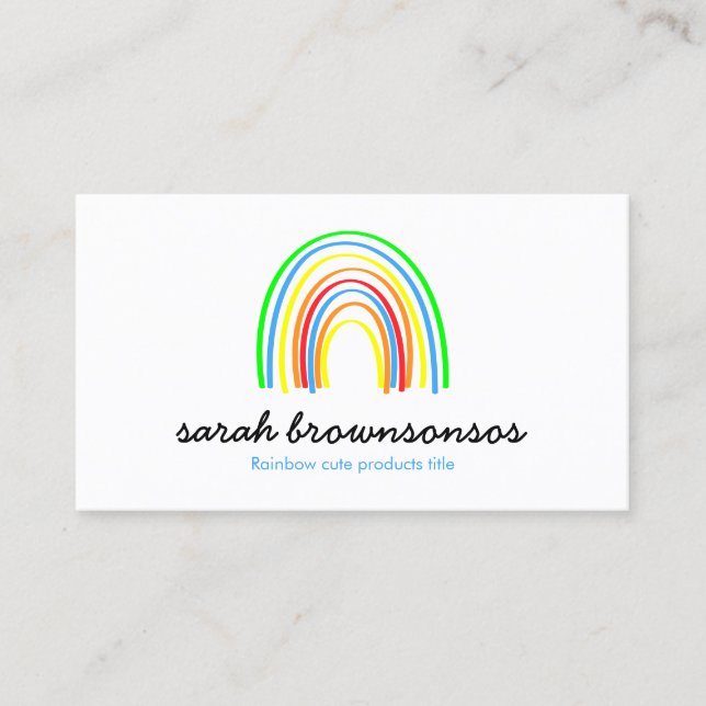Rainbow Yellow Blue Red Orange Kids Business Card (Front)