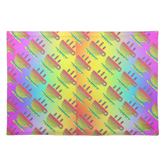 Rainbow Yellow Cup Saucer   Cloth Placemat (Front)