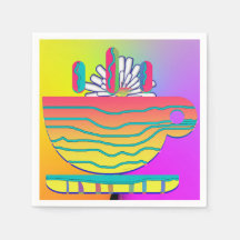 Rainbow Yellow Cup Saucer Party Cocktail