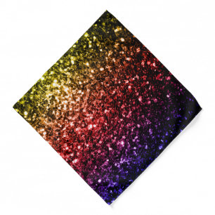 Rainbow yellow red purple faux glitter sparkles bandana