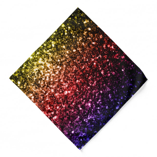 Rainbow yellow red purple faux glitter sparkles bandana (Front)
