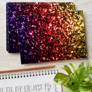 Rainbow yellow red purple faux glitter sparkles envelope