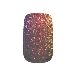 Rainbow yellow red purple faux glitter sparkles minx nail wraps