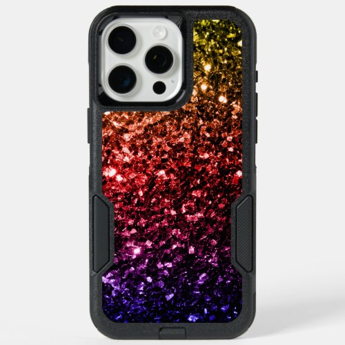 Rainbow yellow red purple faux glitter sparkles iPhone 15 pro max case