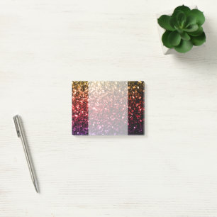 Rainbow yellow red purple faux glitter sparkles post-it notes